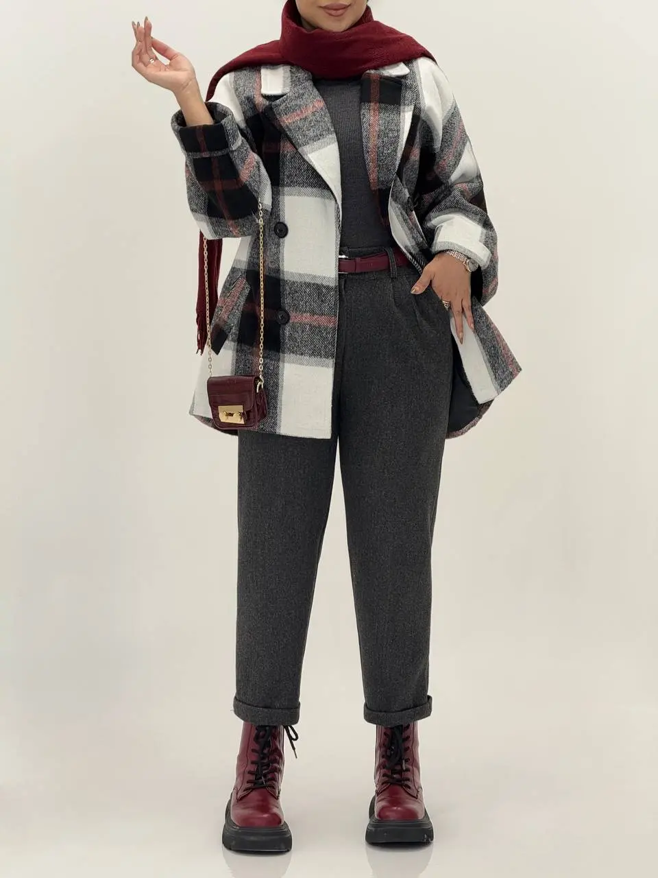 3568-کت چهارخونه شکلات